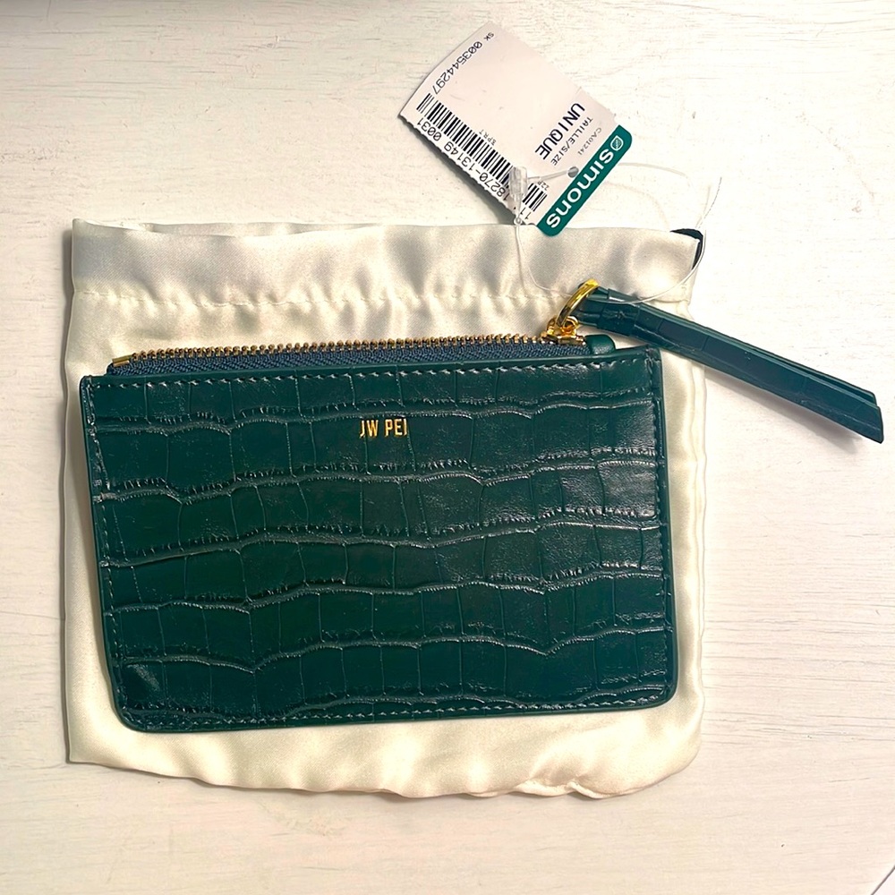 JW PEI emerald green snake skin card holder / wallet